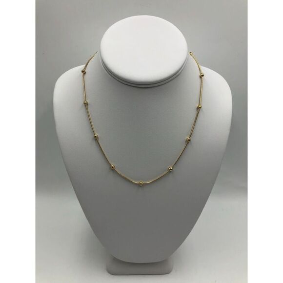 18K Gold Plated Stainless Steel Necklace Women's Ball Style Statement Jewelry - Picture 3 of 8